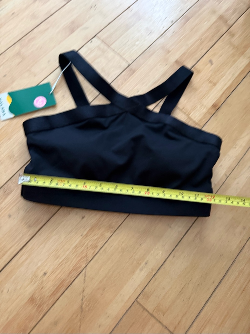 NWT Black High Neck Criss Cross Back Padded Sports Bra Crop Top Small - Picture 3 of 5